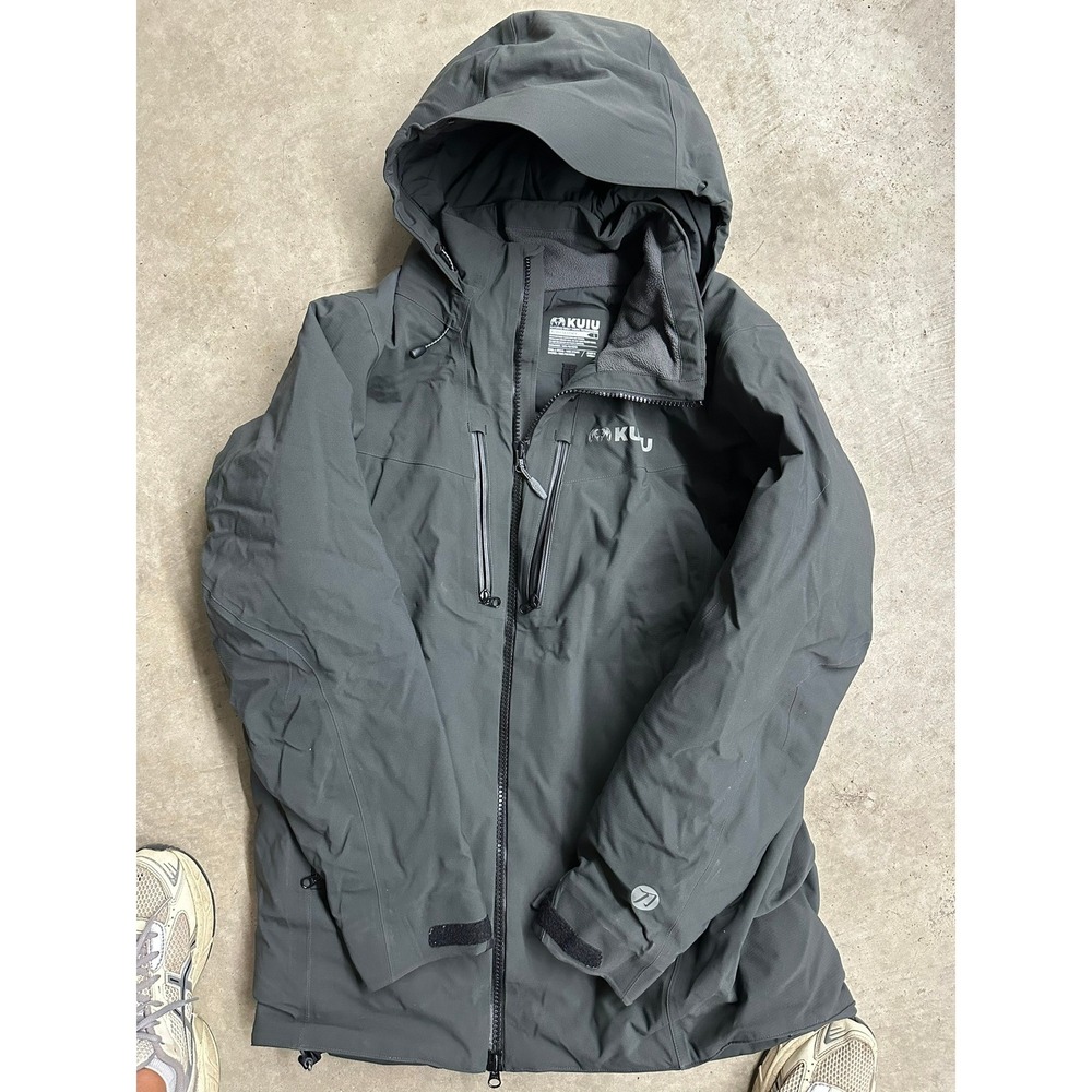 Kuiu Kutana Gale Force Hooded Jacket Mens Large Gray Waterproof Hunting Coat